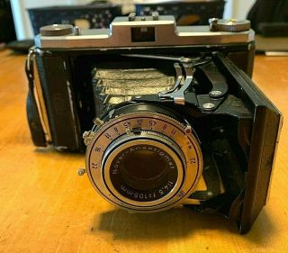 1938 Zeiss Ikon Ikonta 521/16 B 6x6 Folding Camera Novar F:3.  5 75mm Lens W/ Case