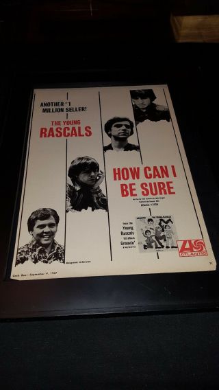 The Young Rascals How Can I Be Sure Rare Promo Poster Ad Framed