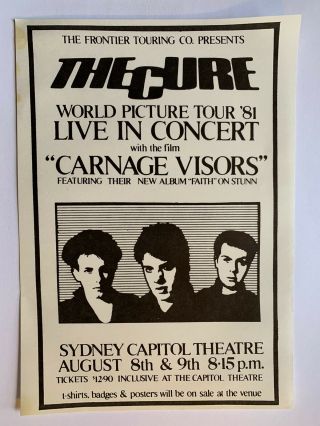 The Cure 1981 World Picture Tour Gig Flyer - Frontier Touring Co
