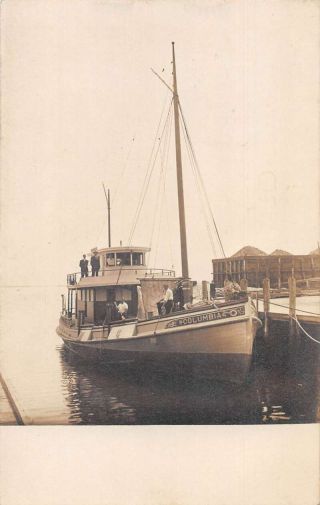 Fair Haven Connecticut Columbia Ship At Dock Real Photo Vintage Postcard Aa41213