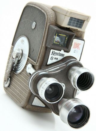 Keystone 8mm Movie Camera Model K - 26 / 3 Lens Turret Vintage 391627