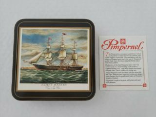 Set Of 6 Vintage,  Pimpernel Cork Backed Coasters,  Clipper Ships Iob