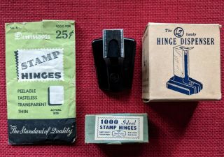 Vtg Lz Hinge Dispenser & Dennison & Honor - Bilt Stamp Hinges