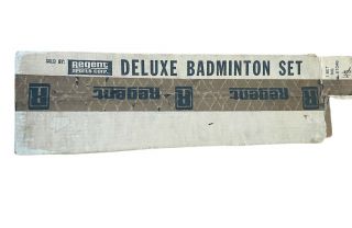 Regent Deluxe Hard Shot Badminton Racquet Set Of 4 Box Vintage Wood