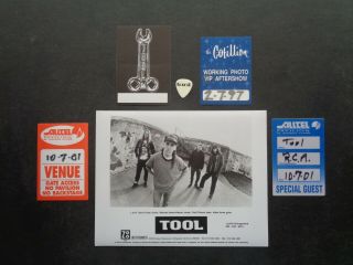 Tool,  8x10 " B/w Promo Photo,  4 Backstage Passes,  Guitar Pick