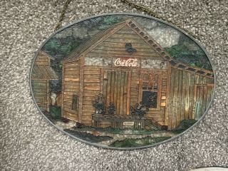 Vintage 7 " Coca Cola Stained Glass Suncatcher Wall Hanging