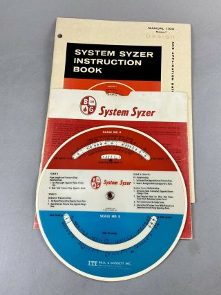 Vintage 1964 Itt Bell & Gossett System Syzer 5 Scale Dual Sided Calculator
