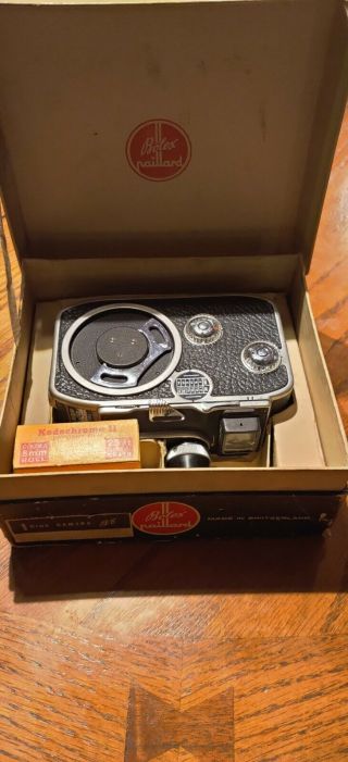 Vintage Movie Camera Paillard - Bolex B - 8 Model Kern Lens 12.  5 Yvar 8mm W/ Box