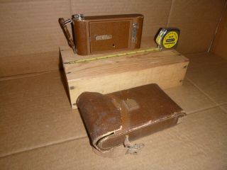 Old Vintage Brown KODAK Film Camera No.  1A Pocket Jr Black Bellows 3