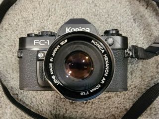 Konica Fc - 1 35mm Camera W/sunpak Auto Zoom Flash 331 -