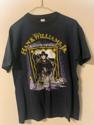 Vintage 1990 Hank Williams Jr Lone Wolf T - Shirt Mens Bocephus Size L