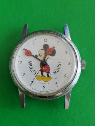 Vintage Mickey Mouse Walt Disney Production Hand Wind 17 Jewels Swiss Watch