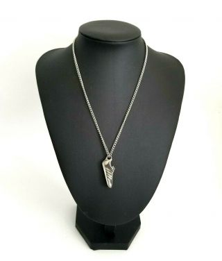Vtg Avon Fast Track Running Shoe Pendant Necklace Pewter Silver Tone Charm