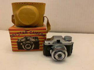 Vintage Crystar Mini Spy Camera With Case And Box Made In Japan