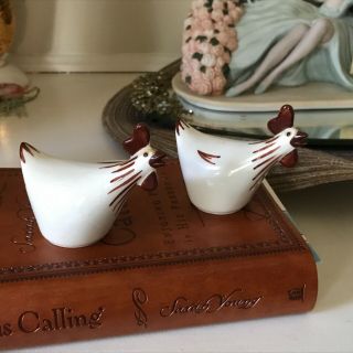 Vintage W Goebel Roosters Salt Pepper Set 1960’s With Stoppers