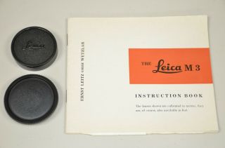 Leica M3 Instruction Book English,  M Bodycap,  Summicron Front Lens Cap 42mm W