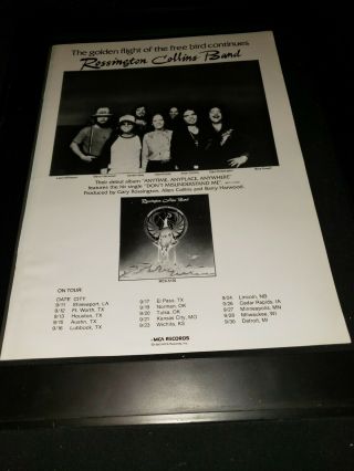 Rossington Collins Band 1980 Tour Rare Promo Poster Ad Framed