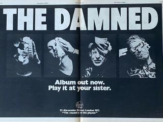 The DAMNED - Album Out Now - 1977 NME Centrefold Advert POSTER PUNK EX 2