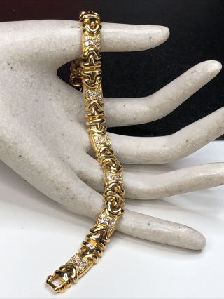 Vintage Signed Joan Rivers Gold Tone Rhinestone Linked Bracelet
