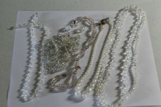 Vintage Ab Crystal Glass Bead Necklaces & Loose Beads Clear