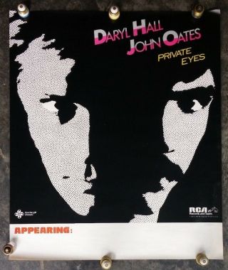 Orig 1981 Hall&oates Private Eyes Appearing Instore Promo Poster Flyer Un - Marked
