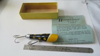 Fishing Lure Montpelier Bait Co 3 " Vintage Wood Hootenanna With Instructions