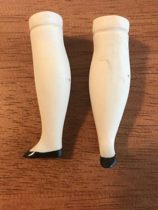 Vintage Porcelain Bisque Boudoir Doll Legs 2 1/4” Flat Shoe Parts Restore Repair