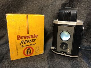 Vintage Kodak Brownie Reflex Synchro Model 173 Camera W Box 127 Film
