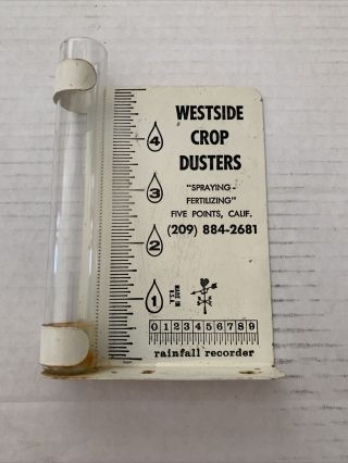 Vintage Tin Metal Rain Gauge Westside Crop Dusters Five Points California