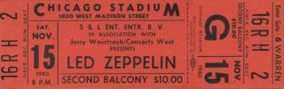 Led Zeppelin 1980 In Through The Out Door Tour Chicago Ticket / Nm 2