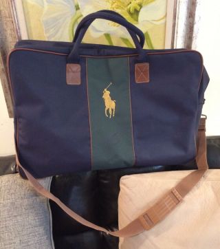 Vintage Polo Ralph Lauren Duffle Travel Canvas Leather Bag