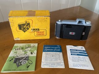 Vintage Kodak Tourist Folding Camera F/8.  8 With Paperwork And Box