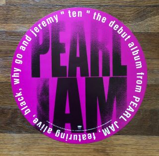 Pearl Jam Ten ULTRA RARE promo circular poster flat ' 91 3