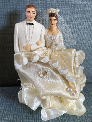 Detailed Vintage Wedding Cake Topper 60’s Coast Novelty Mfg Co.  Bride Groom