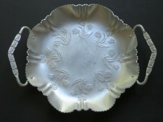 Vintage Farber & Shlevin Hand Wrought Aluminum Round Tray W Flower 1821