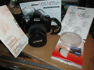 Nikon N - 65 35mm Film Camera W Nikkor Af 28 - 80mm Lens & Paperwork & Case & Strap