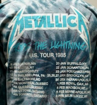 Vtg 1985 Metallica Ride The Lightning Tour t - shirt Sz.  Large L.  S.  Tie Dye 3