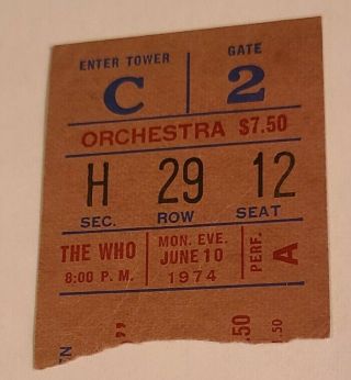 The Who Concert Ticket Stub Madison Square Garden N.  Y.  C 6/10/1974