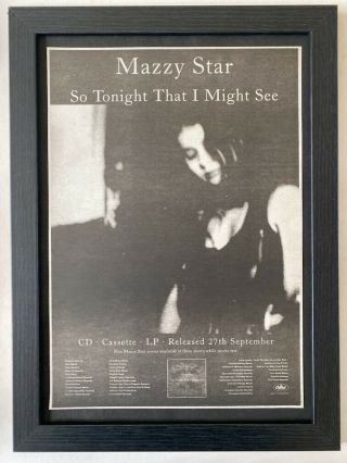 Mazzy Star So Tonight That I Might See Framed 1993 Press Advert Poster [cbx1 - 6]