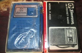 Vintage Emerson Am Pocket Radio & Box Nos