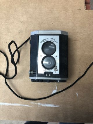 Vintage Brownie Reflex Synchro Model Camera With Strap Eastman Kodak