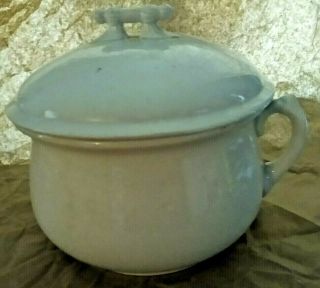Vintage Homer Laughlin White Ironstone Chamber Pot With Single Handle And Lid