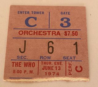 The Who Concert Ticket Stub Madison Square Garden N.  Y.  C 6/13/1974