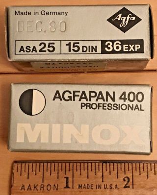 Vintage 2 Rolls Agfa Agfapan 25 400 Minox B/w Professional Film 36 Exposures
