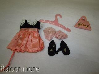 Vintage Tagged Vogue Ginny Doll Outfit Pink Taffeta & Velvet Dress,  Shoes