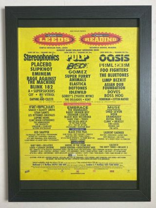 Reading Leeds Festival 2000 - Pulp Oasis - Framed Vintage A3 Advert [bl02]