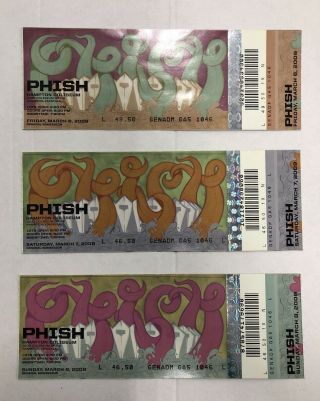 Phish Hampton Coliseum Va Matched Ticket Stubs 3/6 - 8/09 2009 Ptbm Not Pollock
