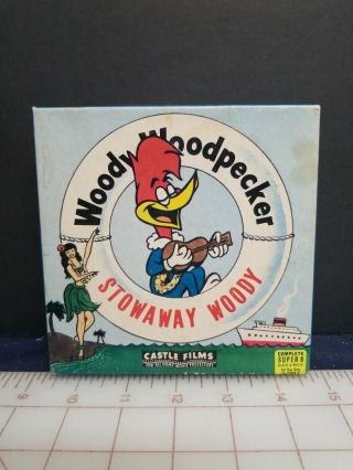 Vtg Castle Films Woody Woodpecker Cartoon 8mm Movie 557 " Stowaway Woody " A10