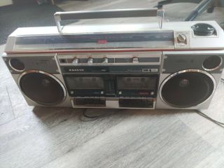 Vintage Sanyo Boombox Am/fm Double Cassette Recorder W - 20.  Cassette Not
