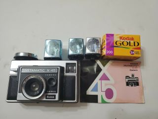 Vintage Kodak Instamatic X - 45 Film Camera With Magicube Flashes & 35mm Film